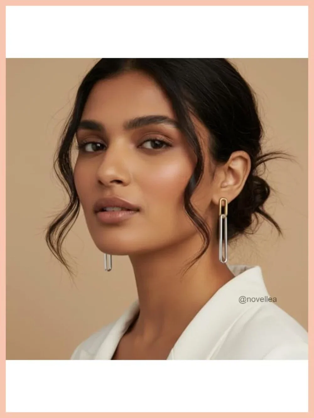 Geometric Link Drop Dangle Earrings Long Paperclip Chain Hypoallergenic Push